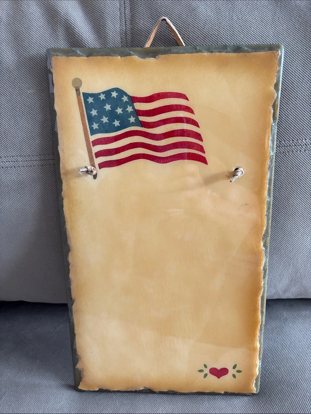 Patriotic Ceramic Wall Plaque in Red, Blue and Cream “Whiteboard”